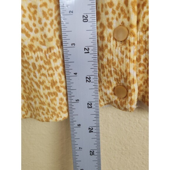 Talbots Leopard Print Cardigan Button-Front Cardigan Sweater yellow small - Picture 8 of 10
